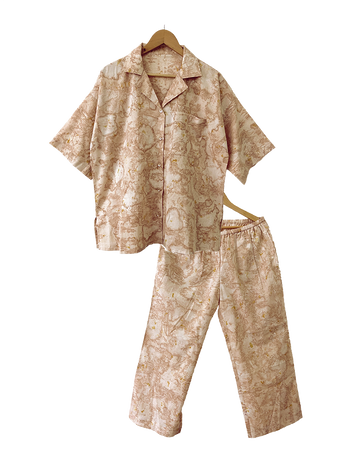 LOUNGEWEAR-PAJAMA SET | ORGANIC COTTON CAMBRIC | NATURAL DYE PETAL ECO-PRINT