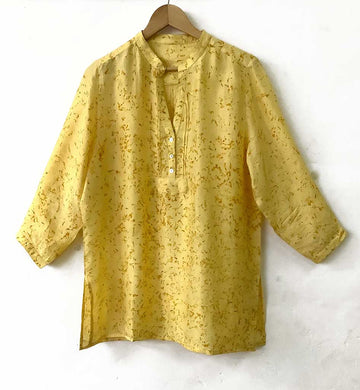 HAND-WOVEN SILK TUNIC-KURTA | NATURAL DYE | PETAL ECO-PRINT