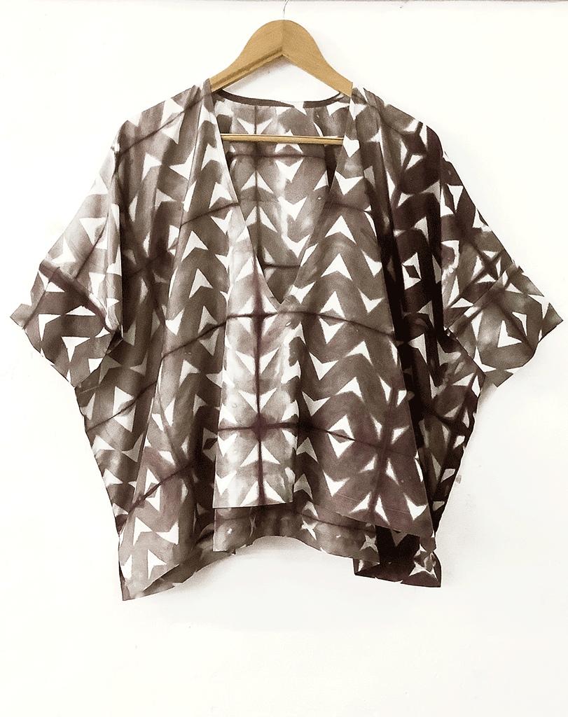 WOMEN'S SILK TOP | NATURAL DYE | SHIBORI