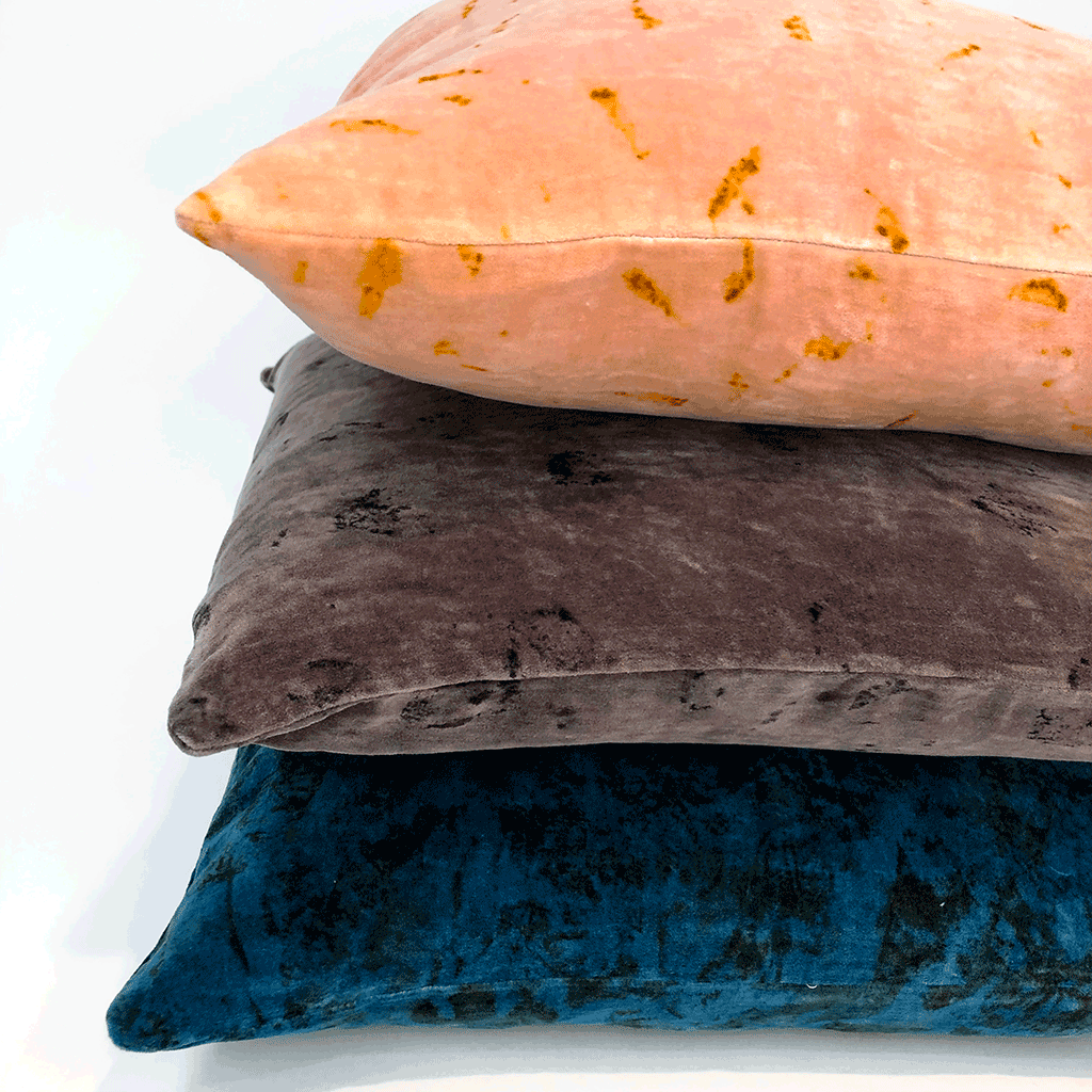 COTTON VELVET PILLOW | PETAL ECO PRINT | NATURAL DYE