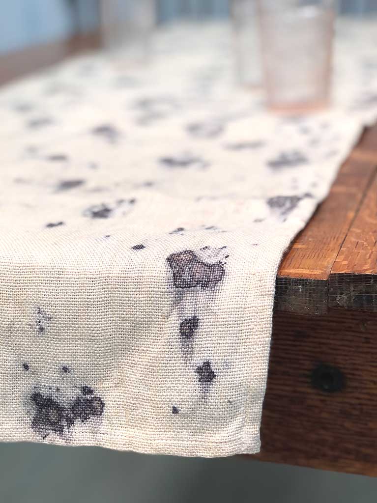 LINEN TABLE RUNNER | PETAL ECO PRINT | NATURAL DYE