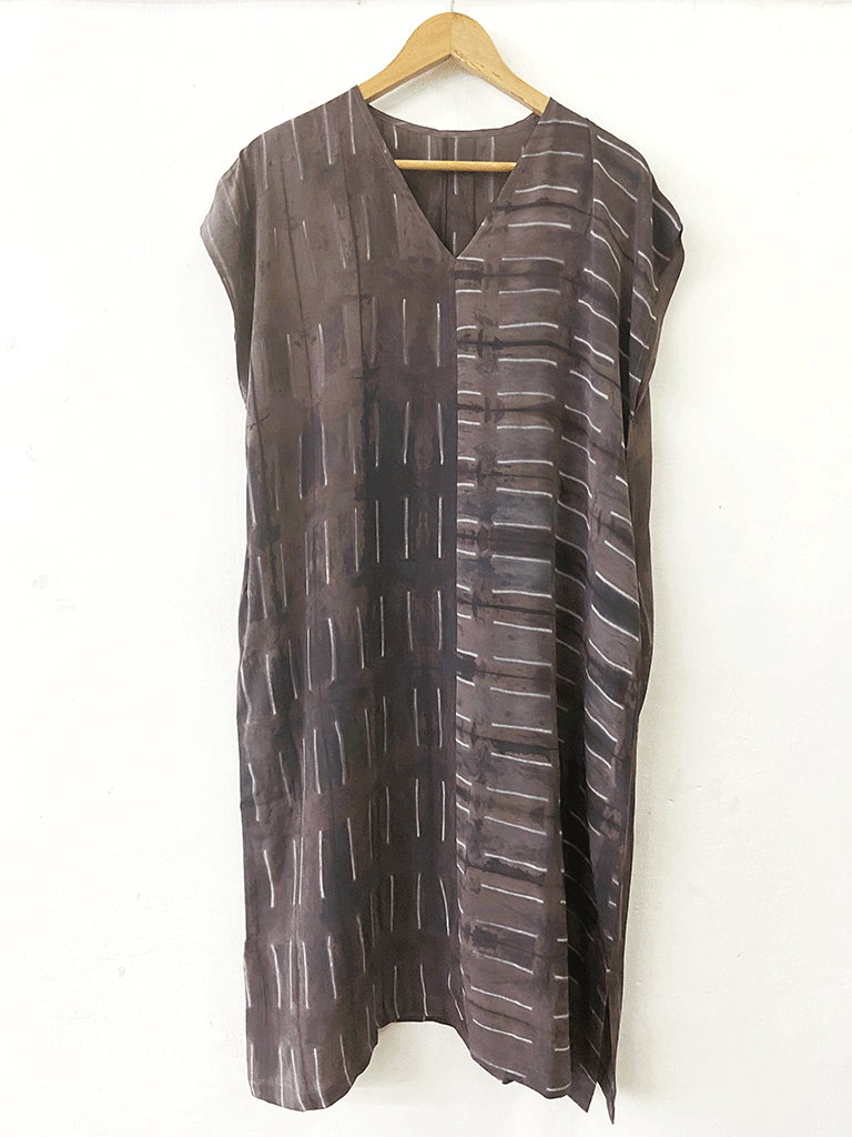 SILK CREPE SHIFT DRESS | SHIBORI | NATURAL DYE