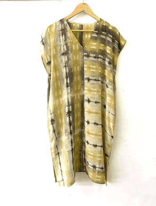 SILK CREPE SHIFT DRESS | SHIBORI | NATURAL DYE