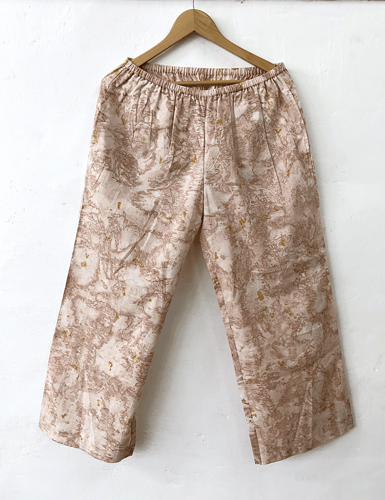 LOUNGEWEAR-PAJAMA SET | ORGANIC COTTON CAMBRIC | NATURAL DYE PETAL ECO-PRINT