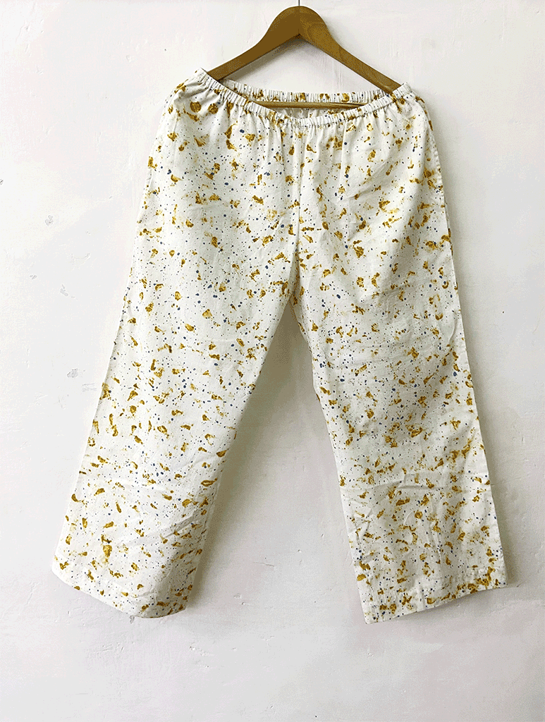 LOUNGEWEAR-PAJAMA SET | ORGANIC COTTON CAMBRIC | NATURAL DYE PETAL ECO-PRINT