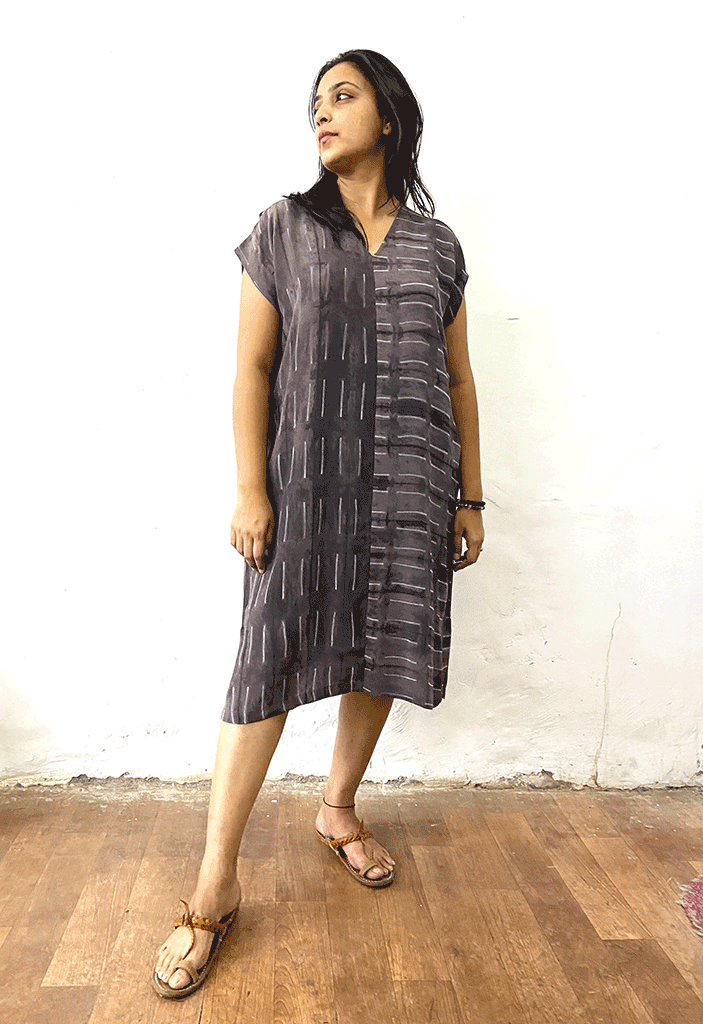 SILK CREPE SHIFT DRESS | SHIBORI | NATURAL DYE