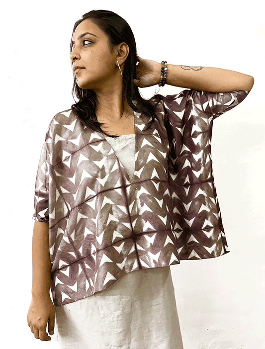 WOMEN'S SILK TOP | NATURAL DYE | SHIBORI