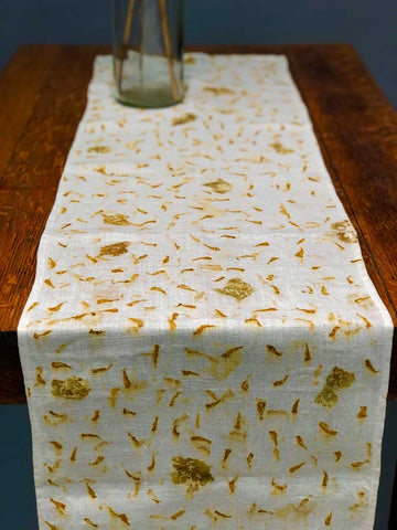 LINEN TABLE RUNNER | PETAL ECO PRINT | NATURAL DYE