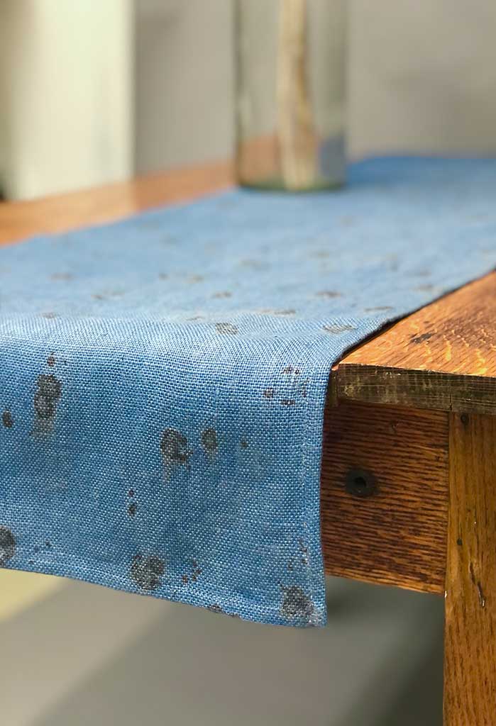 LINEN TABLE RUNNER | PETAL ECO PRINT | NATURAL DYE