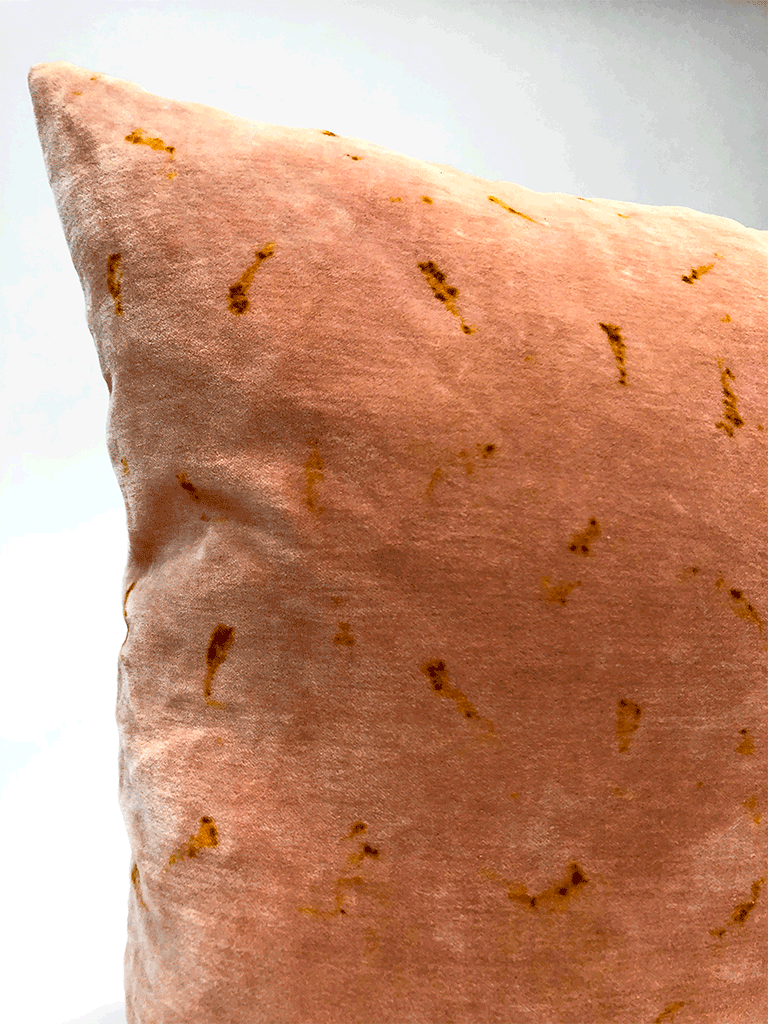 COTTON VELVET PILLOW | PETAL ECO PRINT | NATURAL DYE